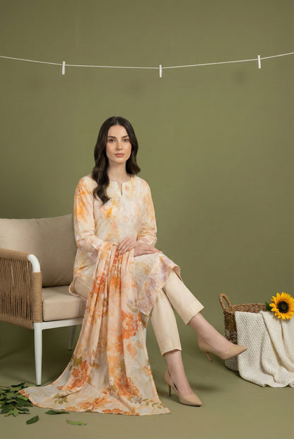 Shajar By Anaya Noor Printed & Emb Chickenkari Lawn 3PC