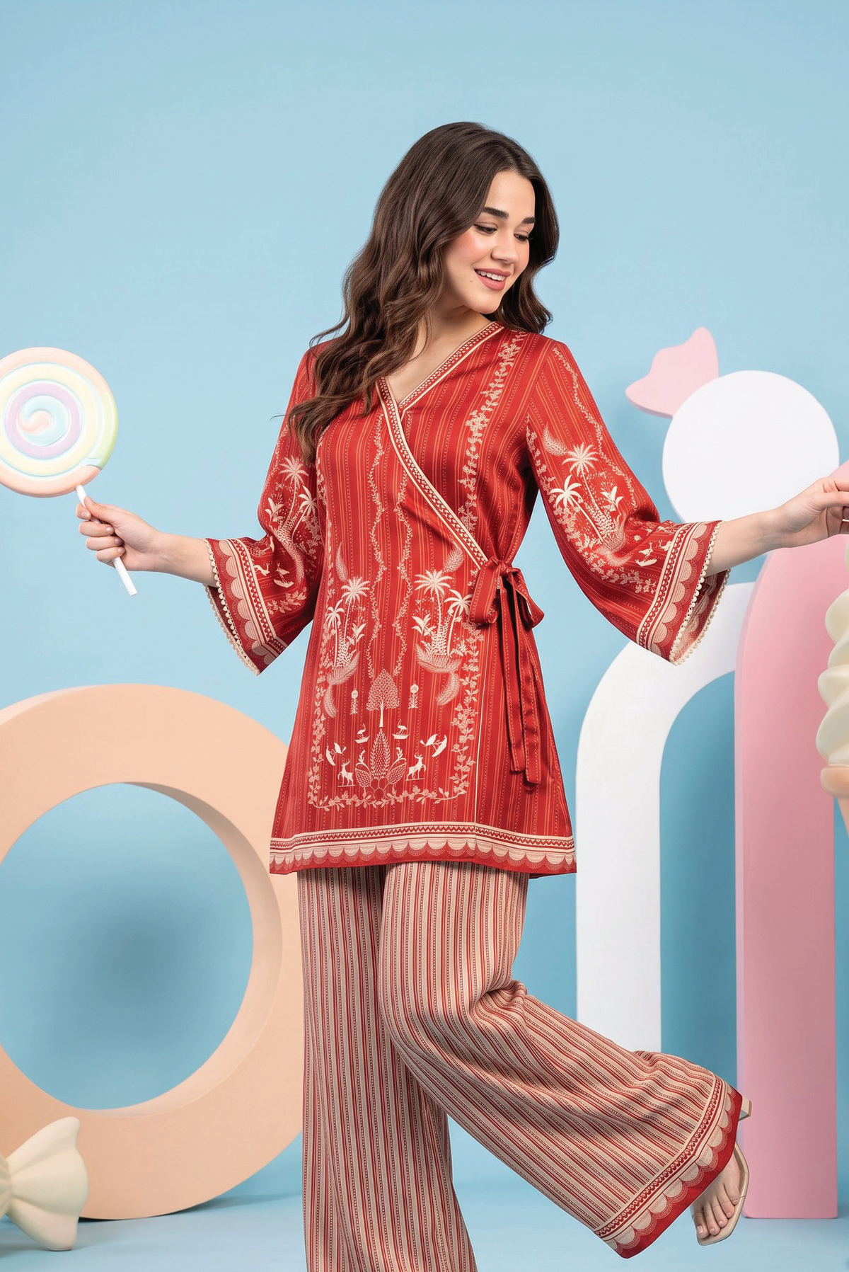 Zesh Winter Essential Printed Silk 2PC