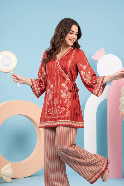 Zesh Winter Essential Printed Silk 2PC