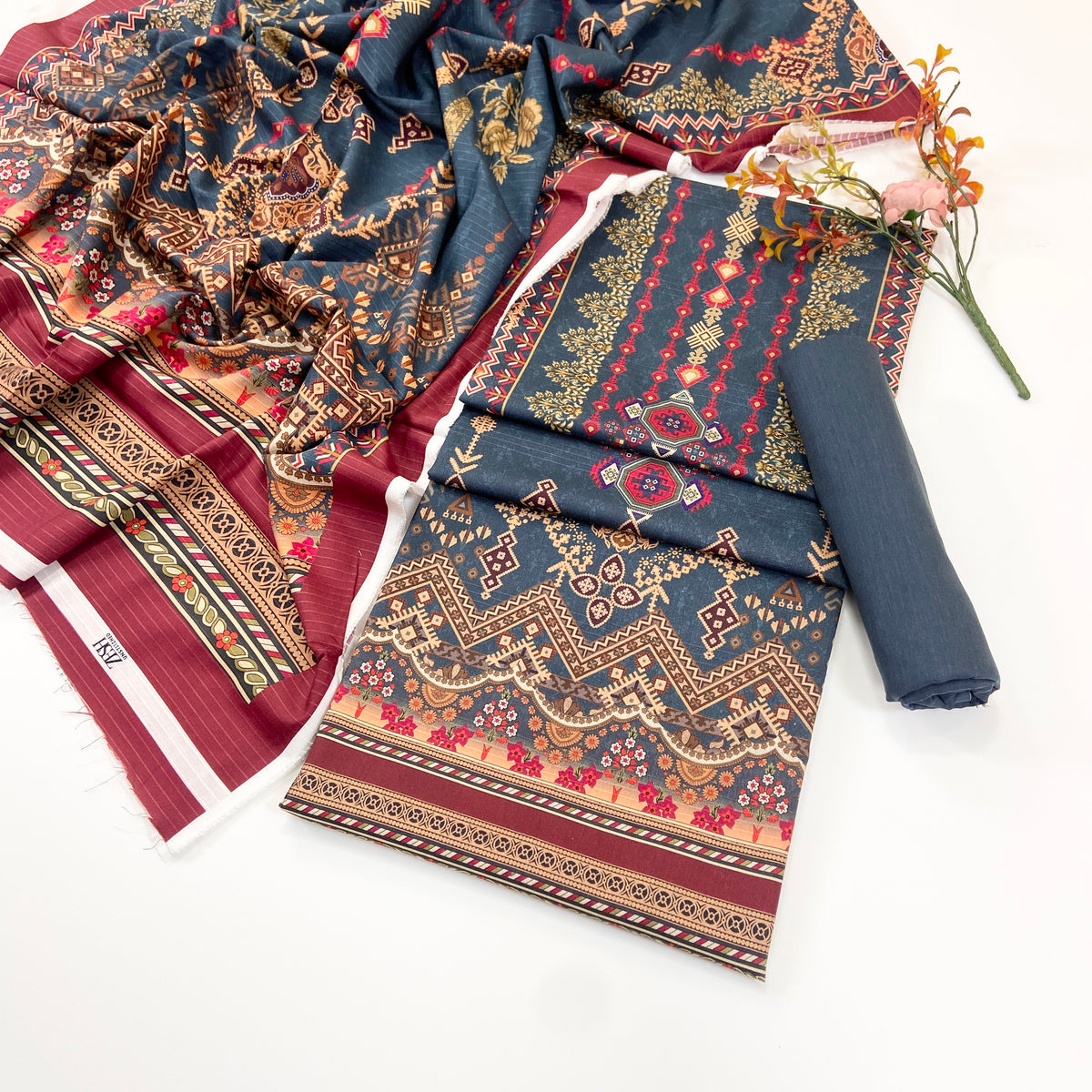 Zesh Printed Velvet Dora Viscose 3PC