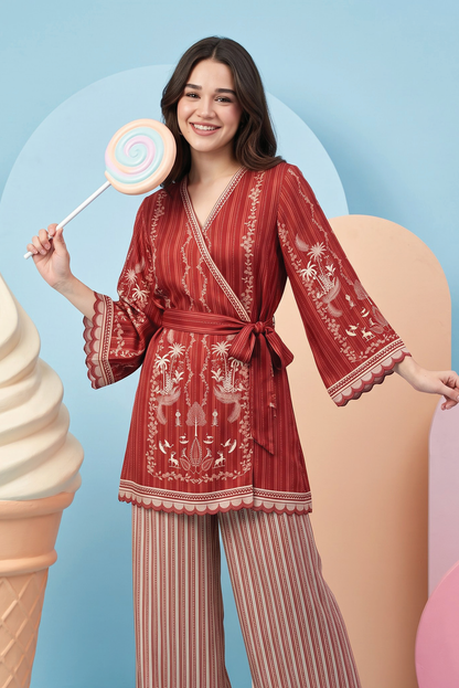 Zesh Winter Essential Printed Silk 2PC