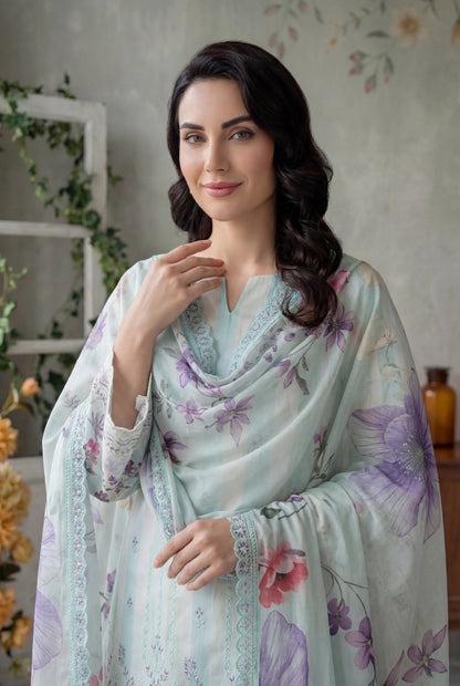Zevek By Anaya Noor Printed & Chickenkari Lawn 3PC