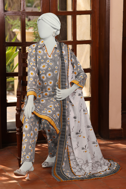 Almeerah Digital Printed Stripe Dora 3PC