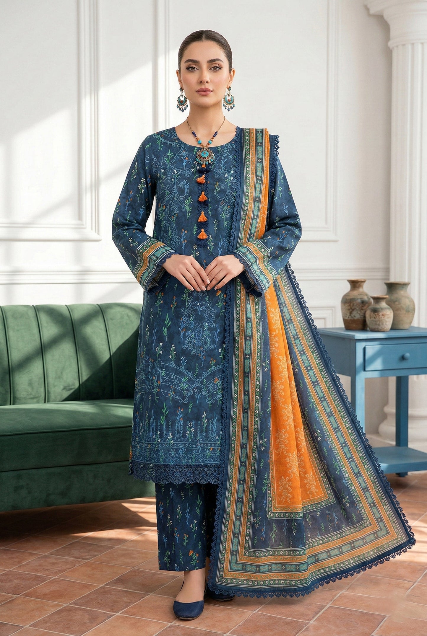 Angan By Anaya Noor Emb & Printed Lawn 3PC