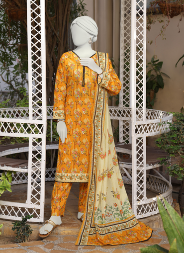Almeerah Digital Printed Stripe Dora 3PC