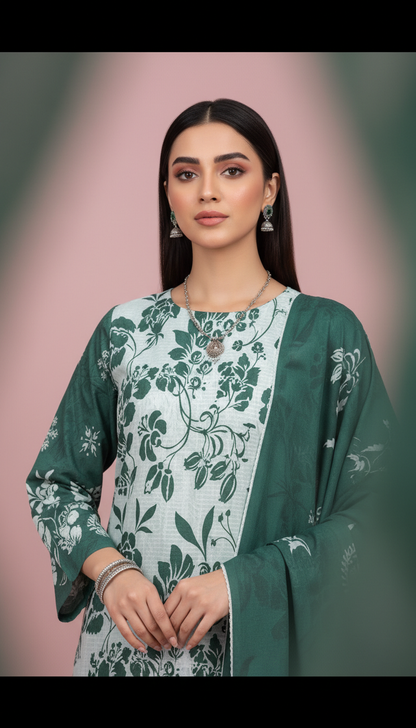 Moneva By Anaya Noor Digital Printed Chickenkari Lawn 3PC