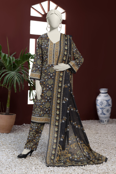 Almeerah Digital Printed Stripe Dora 3PC