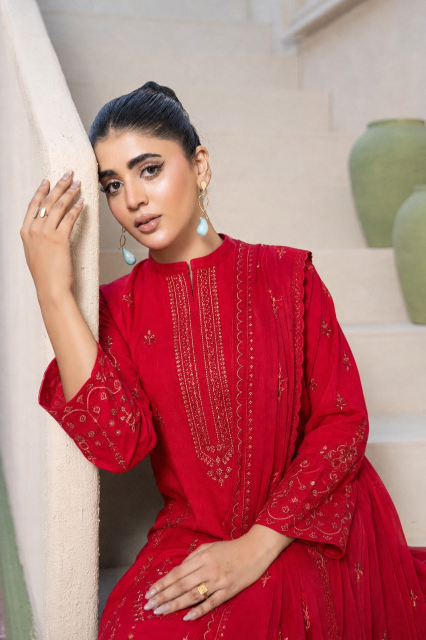 Fasana By Shanaya Plain Emb Dhanak 3PC