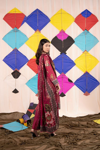 Zesh Airjet Printed Lawn With Bamber Chiffon Dupatta 3PC