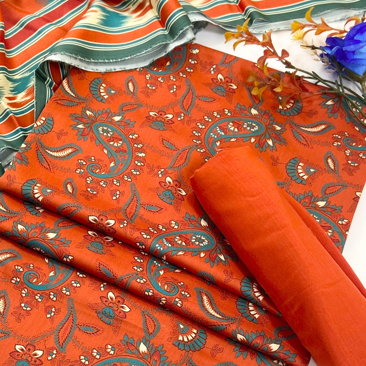 Rijja By Murashe Premium Printed Linen Viscose 3PC