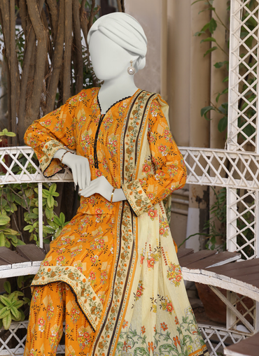 Almeerah Digital Printed Stripe Dora 3PC