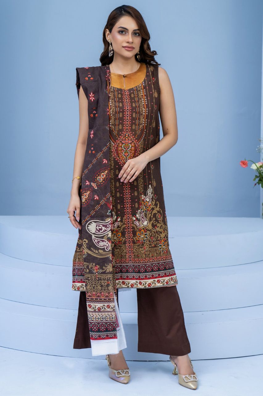 Mojo Berry By Marooj Printed Bana Dora Lawn 3PC