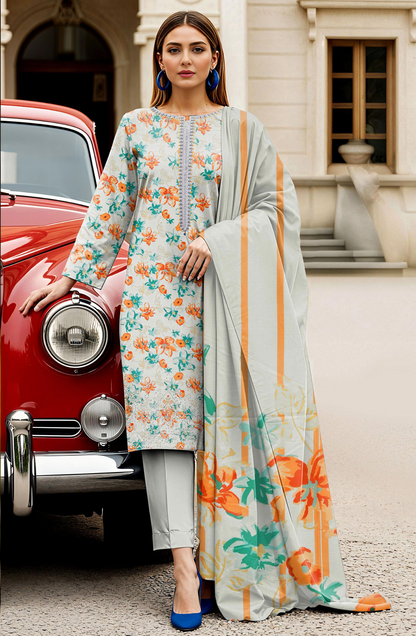 Tawakkal Digital Printed & Emb Lawn 3PC