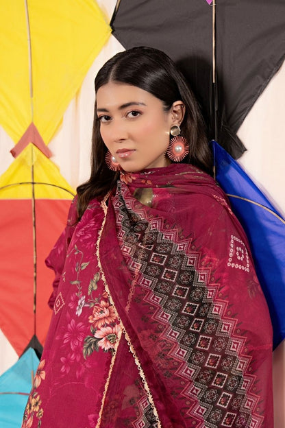 Zesh Airjet Printed Lawn With Bamber Chiffon Dupatta 3PC