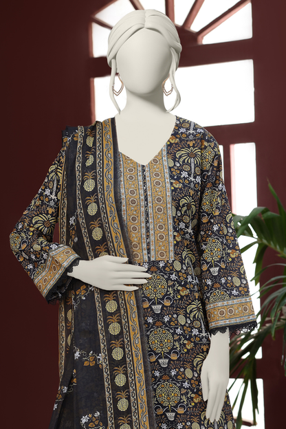 Almeerah Digital Printed Stripe Dora 3PC