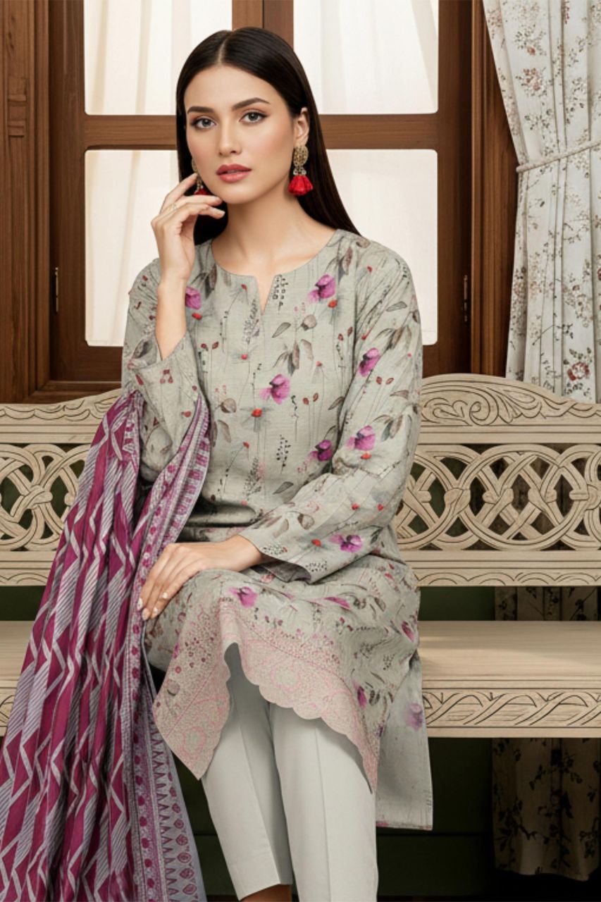 Seerat By Tawakkal Digital Printed & Emb Lawn 3PC