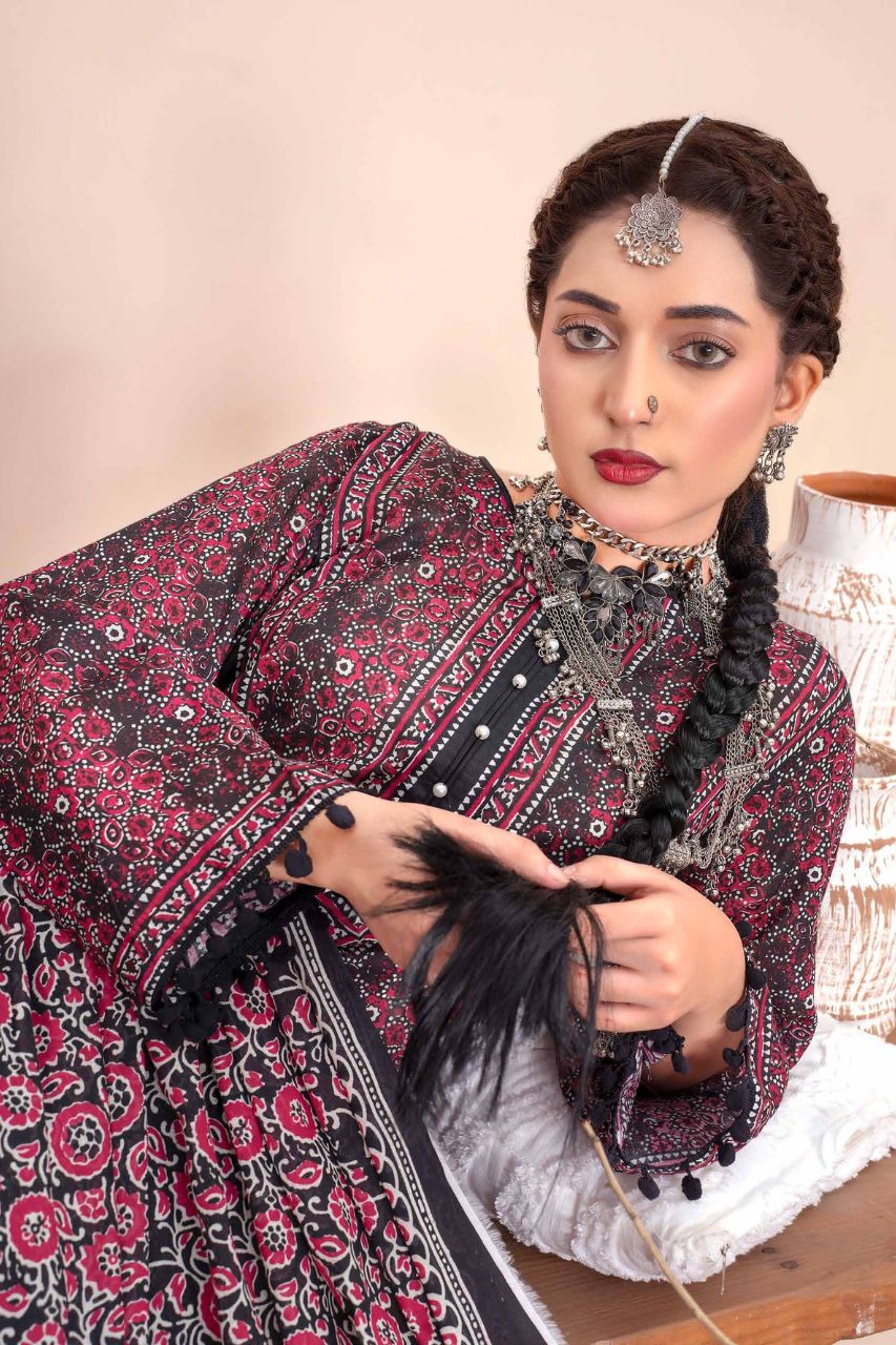 Ajrak By Premium Digital Printed Lawn 3PC
