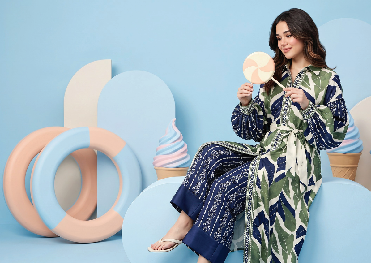 Zesh Winter Essential Printed Silk 2PC
