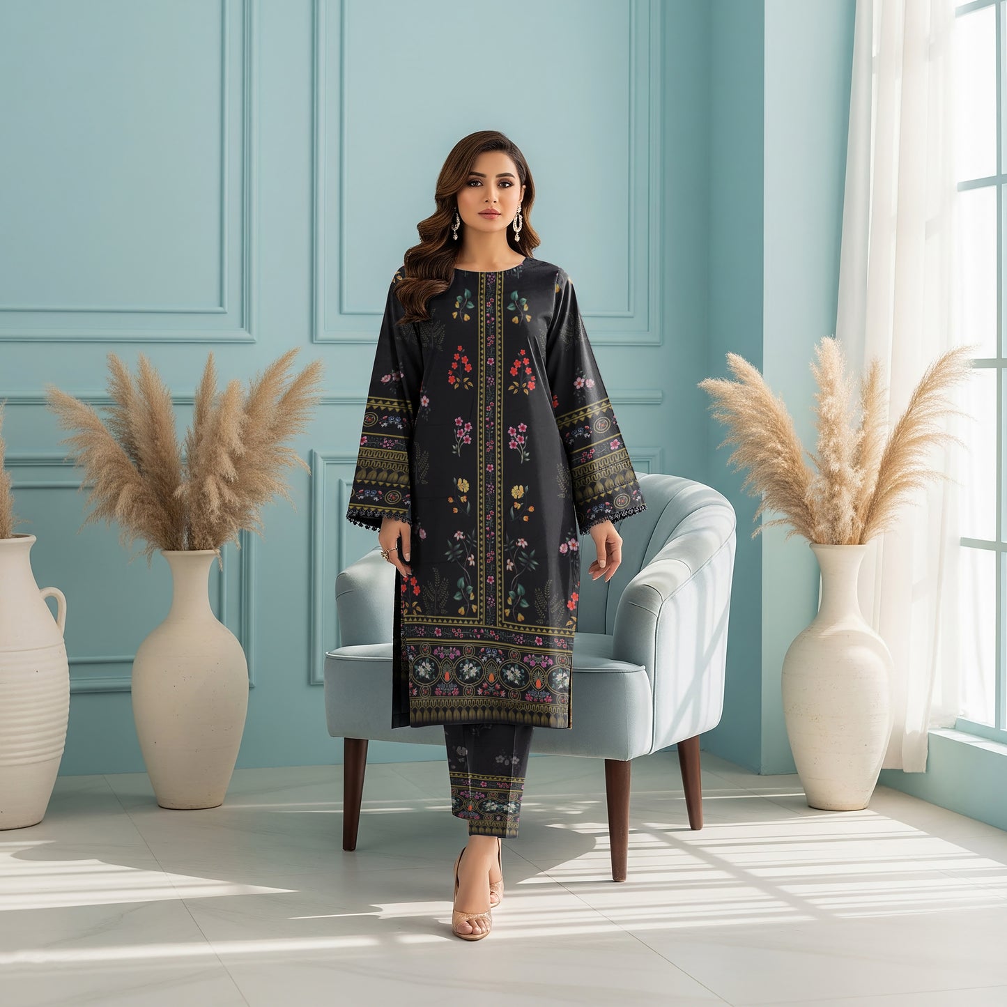 Anaya Noor Printed Lawn Co-ard Set 2PC