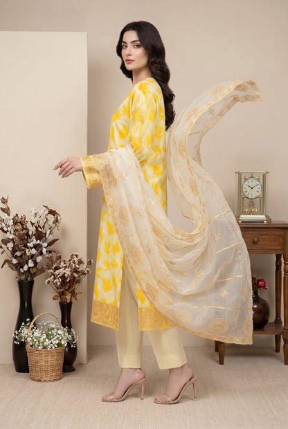 Marvel By Anaya Noor Digital Printed Lawn With Emb Patches-3PC