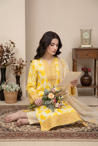 Marvel By Anaya Noor Digital Printed Lawn With Emb Patches-3PC