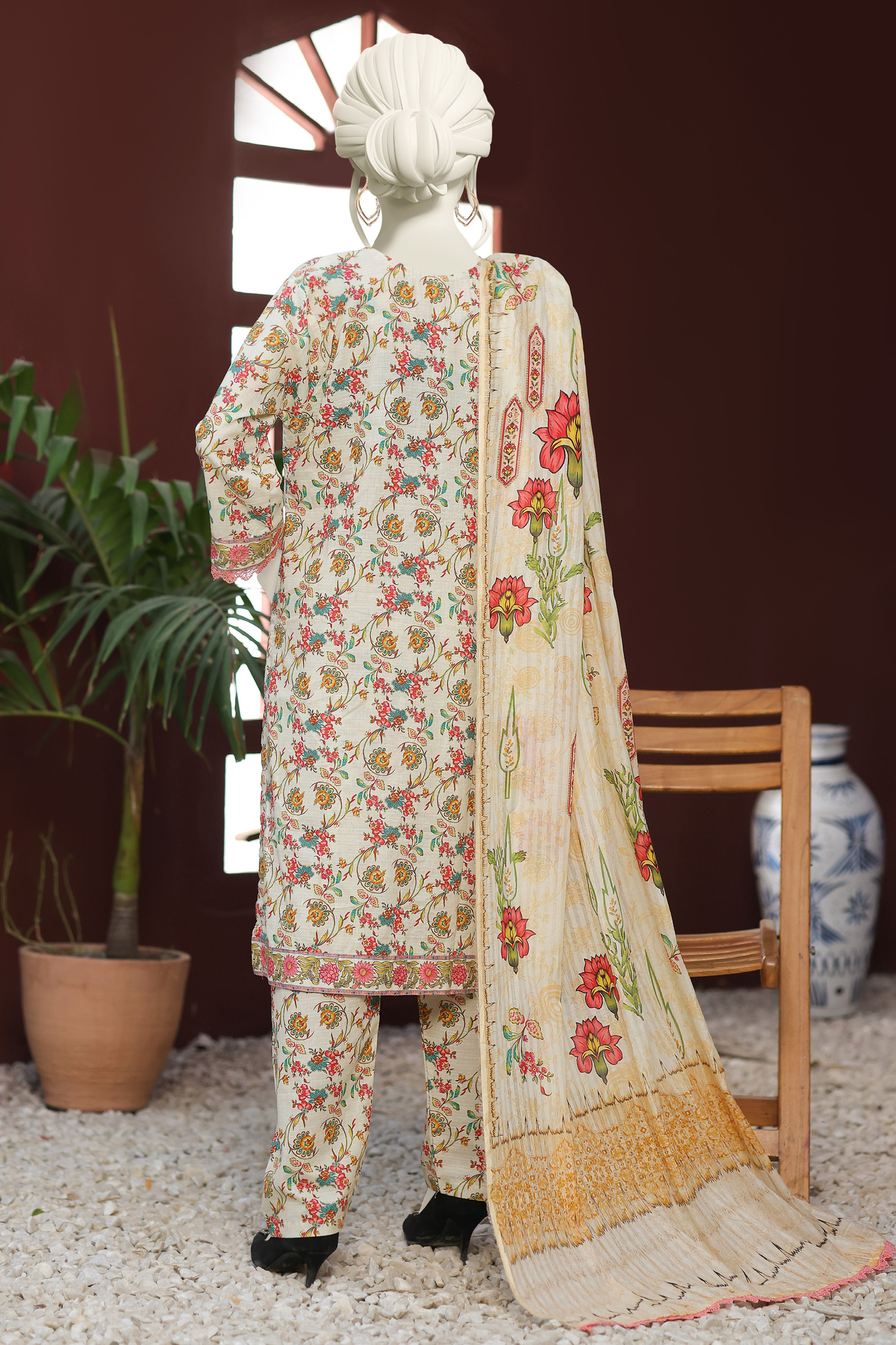 Almeerah Digital Printed Stripe Dora 3PC