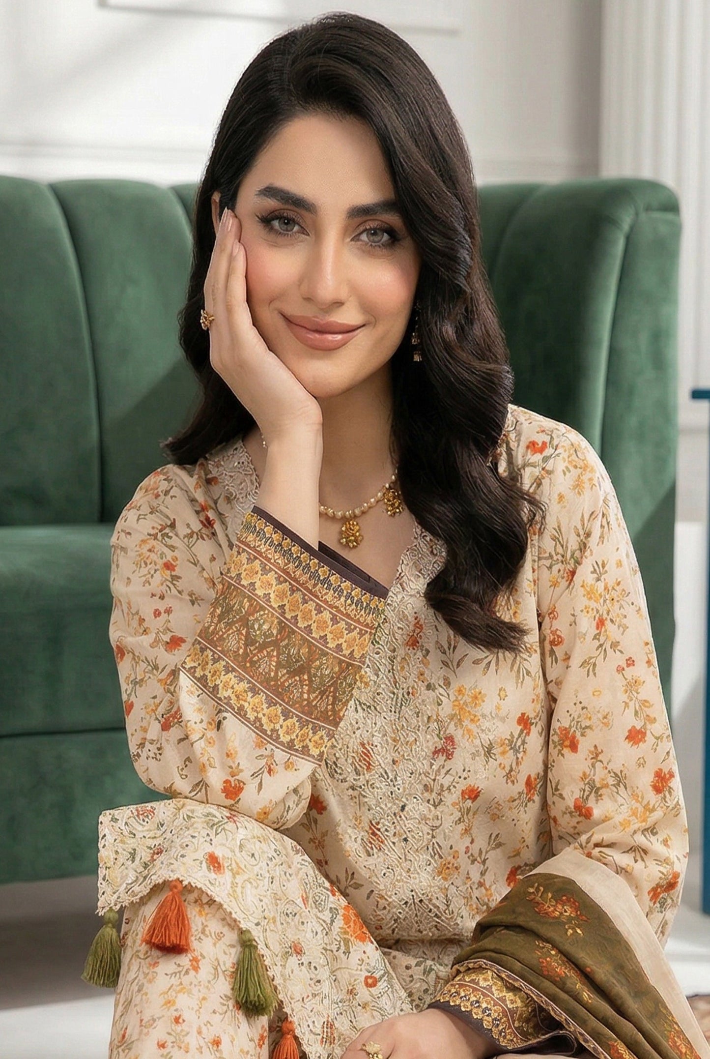 Angan By Anaya Noor Emb & Printed Lawn 3PC