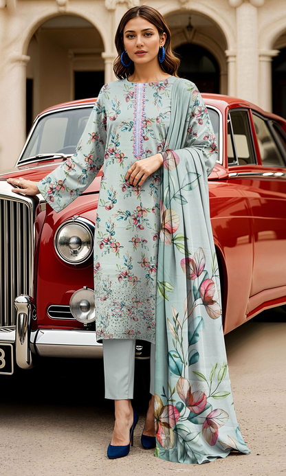 Tawakkal Digital Printed & Emb Lawn 3PC