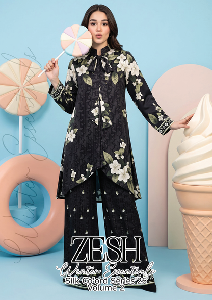 Zesh Winter Essential Printed Silk 2PC