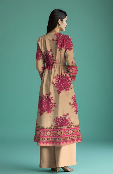 Wania Gold Premium Digital Printed Bana Dora Lawn 2PC