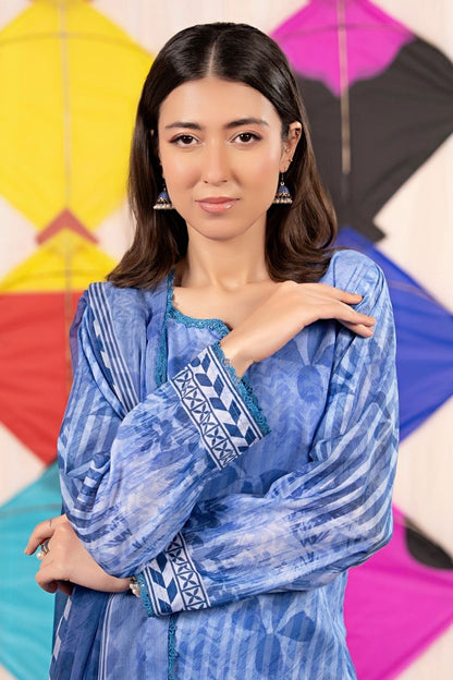 Zesh Airjet Printed Lawn With Bamber Chiffon Dupatta 3PC