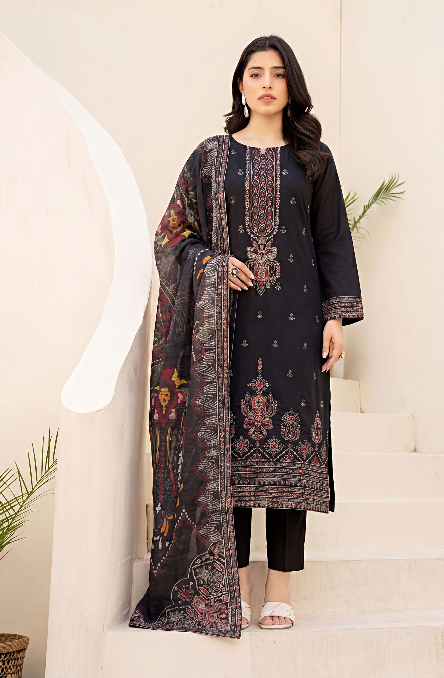 Meadows By Anaya Noor Emb Lawn With Organza Patches 3PC