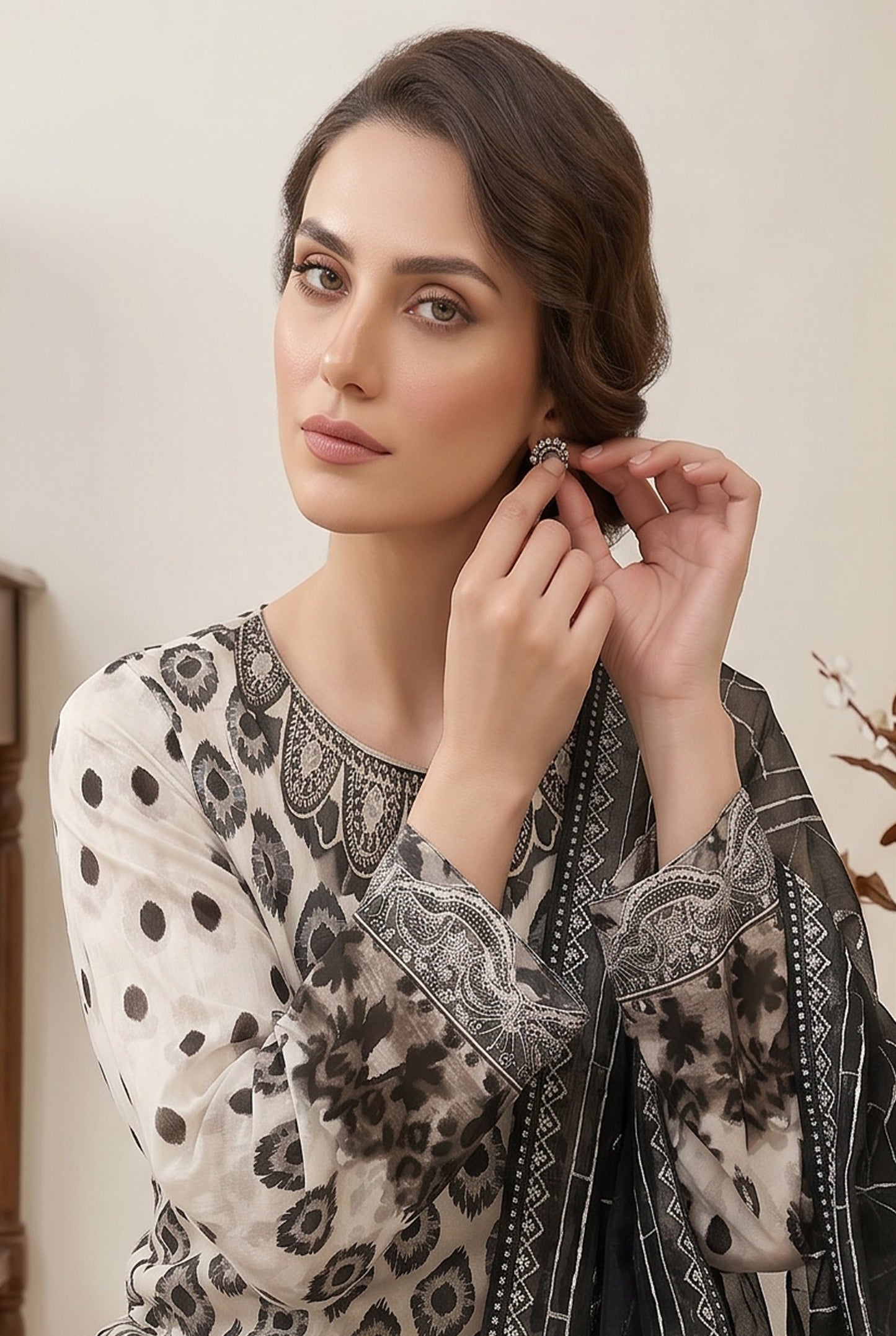 Marvel By Anaya Noor Digital Printed Lawn With Emb Patches-3PC