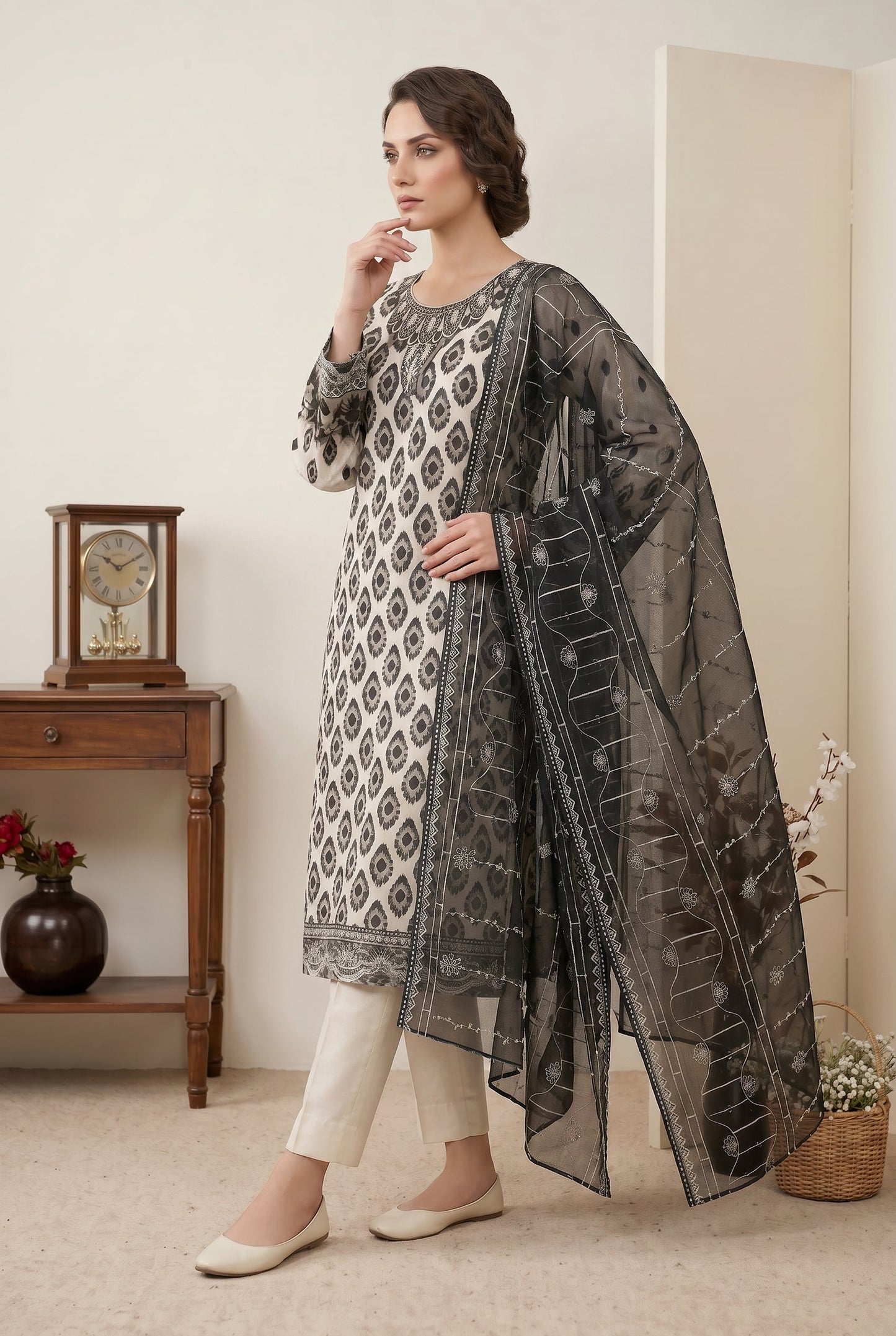 Marvel By Anaya Noor Digital Printed Lawn With Emb Patches-3PC