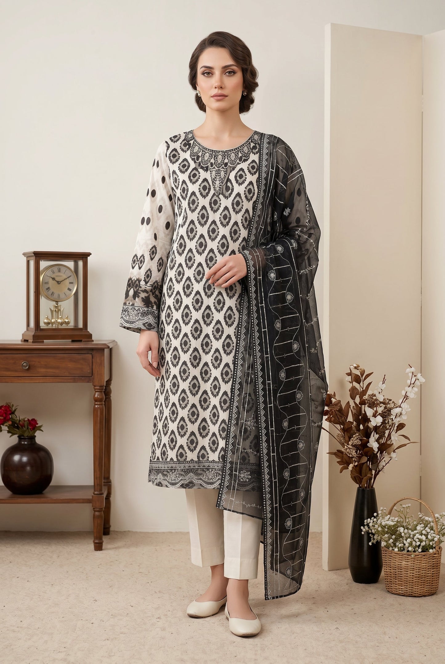 Marvel By Anaya Noor Digital Printed Lawn With Emb Patches-3PC