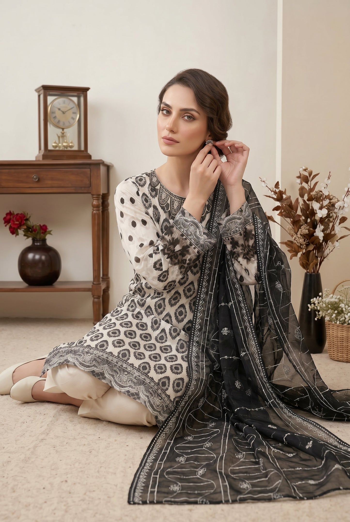 Marvel By Anaya Noor Digital Printed Lawn With Emb Patches-3PC