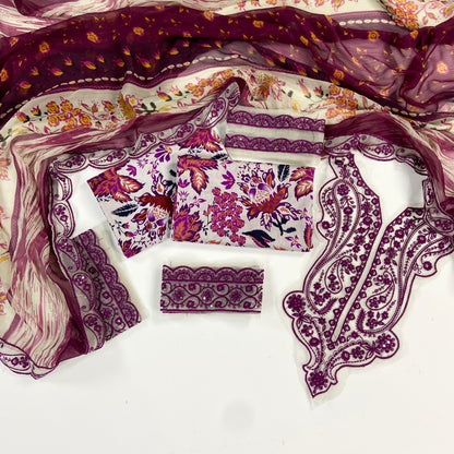 Baroque Embroiderd & Digital Printed Lawn 3PC