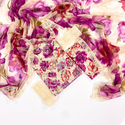 Baroque Embroiderd & Digital Printed Lawn 3PC