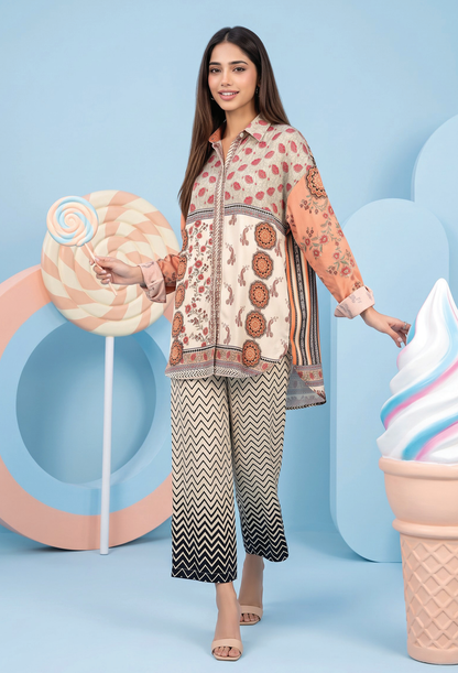 Zesh Winter Essential Printed Silk 2PC