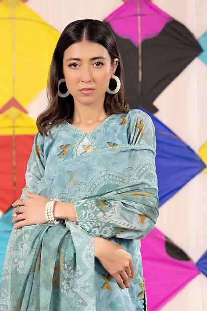 Zesh Airjet Printed Lawn With Bamber Chiffon Dupatta 3PC