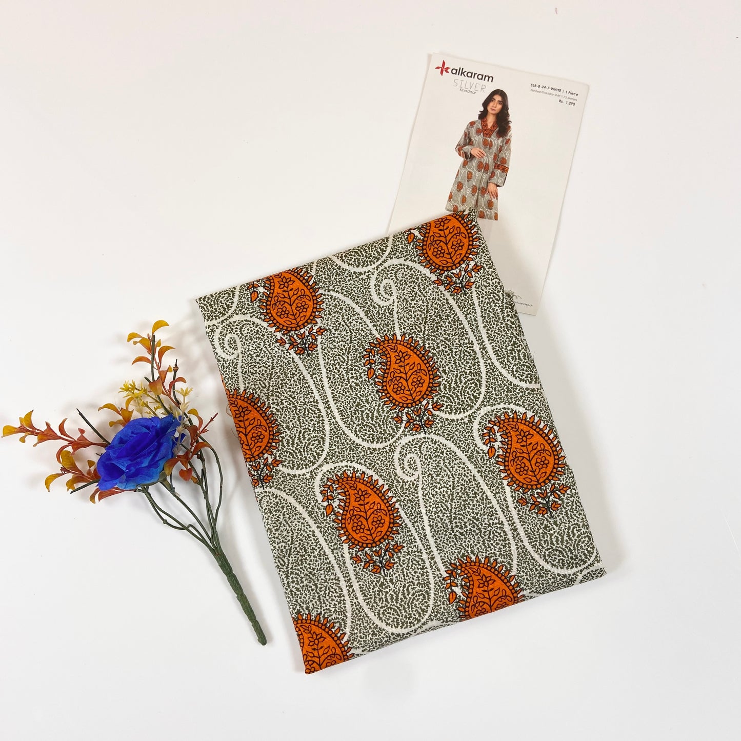 Alkaram Silver Digital Printed Khaddar Shirt 1PC