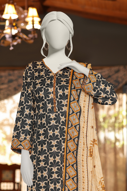 Almeerah Digital Printed Stripe Dora 3PC