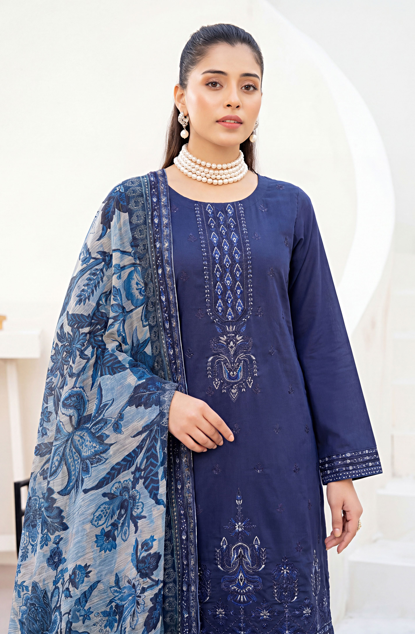 Meadows By Anaya Noor Emb Lawn With Organza Patches 3PC