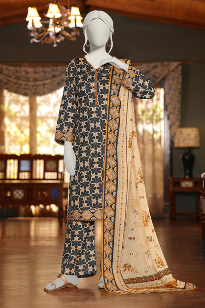 Almeerah Digital Printed Stripe Dora 3PC