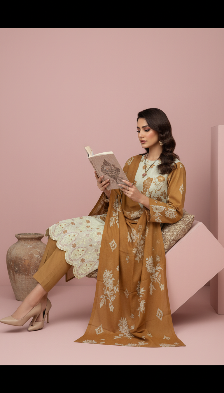 Moneva By Anaya Noor Digital Printed Chickenkari Lawn 3PC