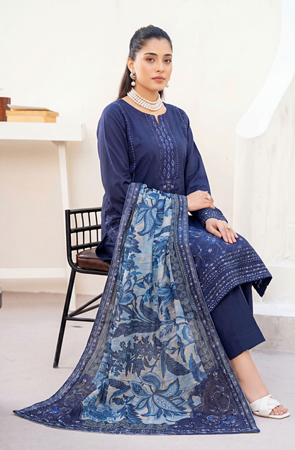 Meadows By Anaya Noor Emb Lawn With Organza Patches 3PC