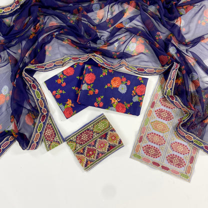 Aneelas Embroiderd & Digital Printed Lawn 3PC