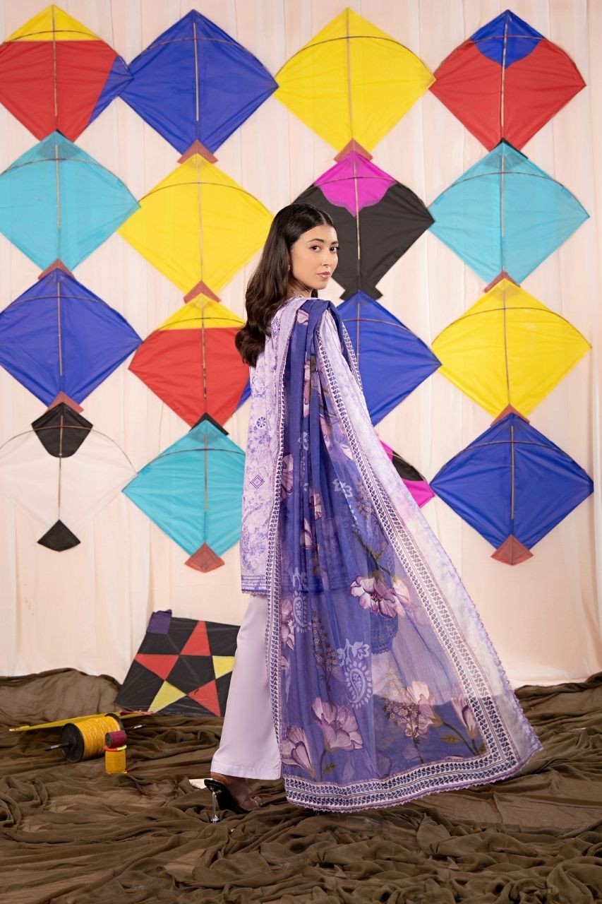 Zesh Airjet Printed Lawn With Bamber Chiffon Dupatta 3PC