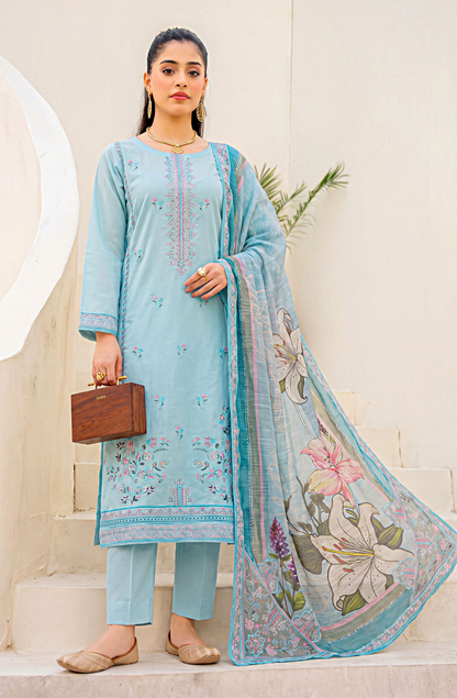 Meadows By Anaya Noor Emb Lawn With Organza Patches 3PC