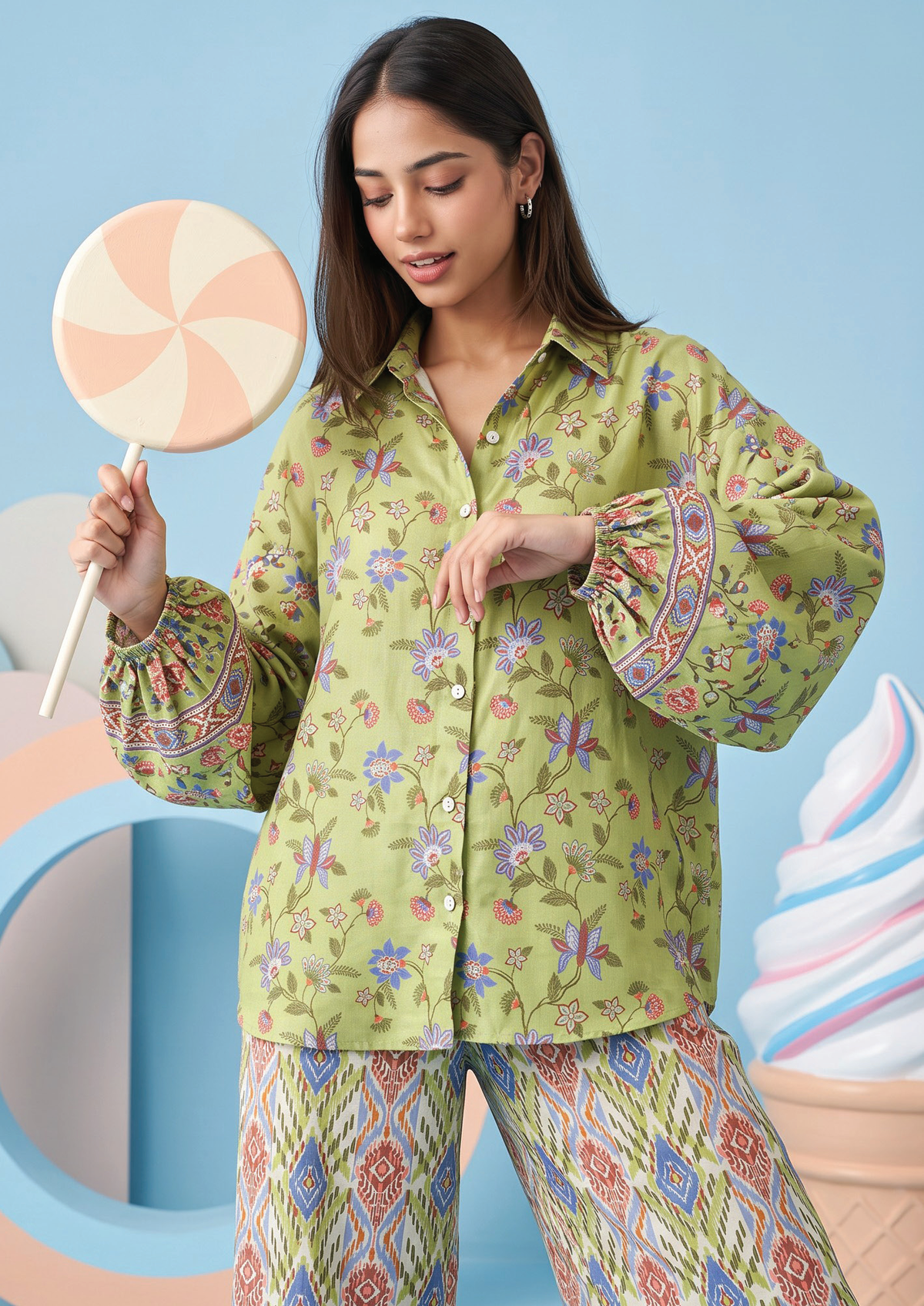 Zesh Winter Essential Printed Silk 2PC
